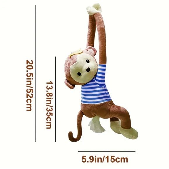 1pc Adorable Monkey Design Plush Tissue Holder, New - Picture 5 of 10